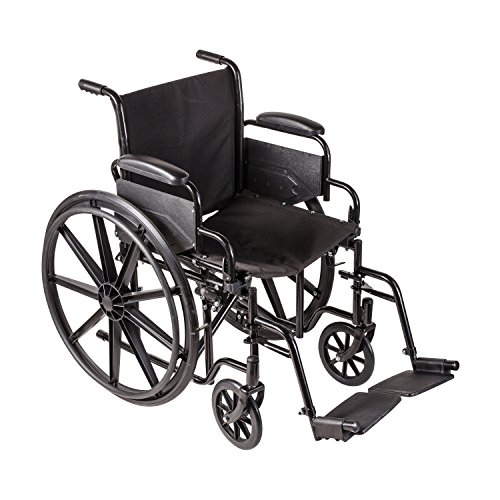 0041298006640 - DMI TRANSPORT CHAIR TRAVEL WHEELCHAIR WITH SOLID STEEL CONSTRUCTION, PADDED REMOVABLE ARMRESTS, SILVER AND BLACK