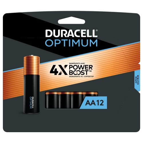 0041333032580 - DURACELL OPTIMUM AA ALKALINE BATTERIES | LONG LASTING 1.5V DOUBLE A BATTERY | RESEALABLE PACKAGE FOR STORAGE | 12 COUNT