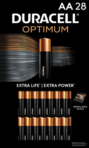0041333033303 - DURACELL OPTIMUM AA BATTERIES | 28 COUNT PACK | LASTING POWER DOUBLE A BATTERY | ALKALINE AA BATTERY IDEAL FOR HOUSEHOLD AND OFFICE DEVICES | RESEALABLE PACKAGE FOR STORAGE