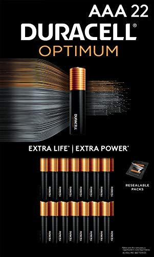 0041333033310 - DURACELL OPTIMUM AAA BATTERIES | 22 COUNT PACK | LASTING POWER TRIPLE A BATTERY | ALKALINE AAA BATTERY IDEAL FOR HOUSEHOLD AND OFFICE DEVICES | RESEALABLE PACKAGE FOR STORAGE