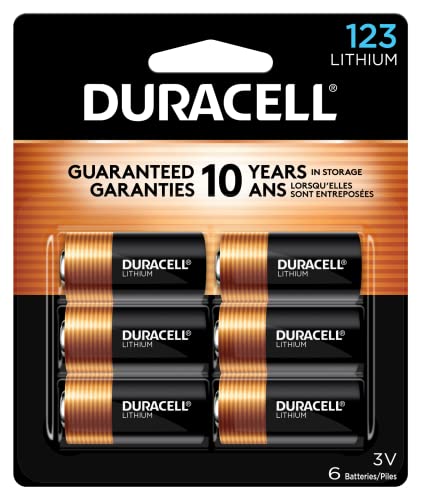 0041333035758 - DURACELL CR123A 3V LITHIUM BATTERY, 6 COUNT PACK, 123 3 VOLT HIGH POWER LITHIUM BATTERY, LONG-LASTING FOR HOME SAFETY AND SECURITY DEVICES, HIGH-INTENSITY FLASHLIGHTS, AND HOME AUTOMATION
