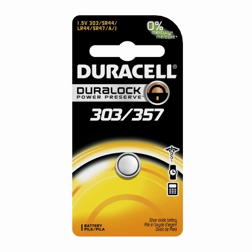 0041333661285 - DURACELL D303/357PK08 SILVER OXIDE ELECTRONIC WATCH BATTERY, 303/357 SIZE, 1.55V, 165 MAH CAPACITY (CASE OF 6)