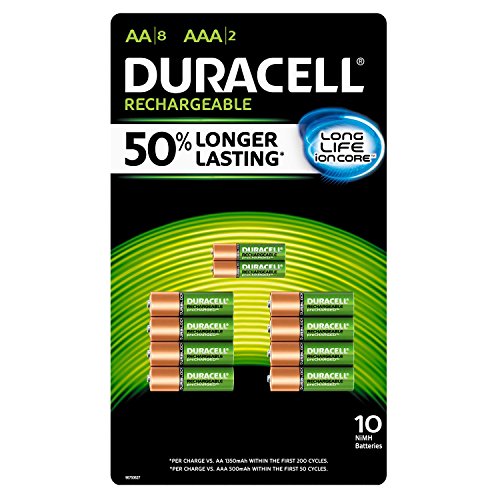 0041333663678 - DURACELL RECHARGEABLE BATTERIES ASSORTMENT PACK AA 8 COUNT, AAA 2 COUNT