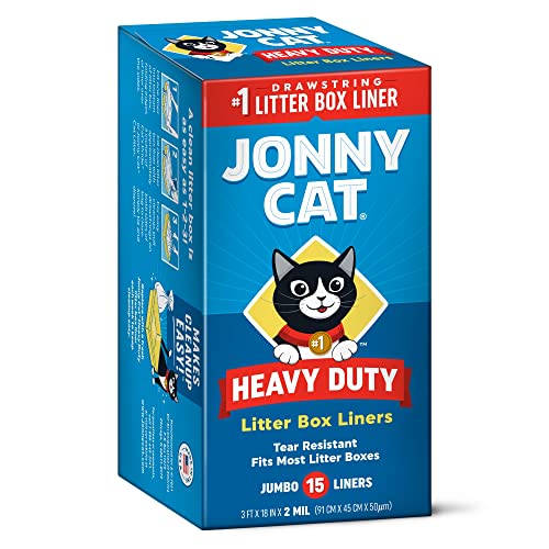 0041334001509 - JONNY CAT LITTER BOX LINERS: HEAVY DUTY - TEAR & LEAK RESISTANT - DRAWSTRING CLOSE - JUMBO, 15 COUNT