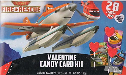 0041376506253 - DISNEY PLANES FIRE & RESCUE VALENTINE CANDY CARD KIT 28 CARDS AND 28 POPS