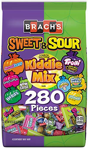 0041420034541 - BRACH’S SWEET & SOUR KIDDIE MIX VARIETY PACK INDIVIDUALLY WRAPPED CANDIES, 280 CT CANDY BAG, 67.60 OUNCE (PACK OF 1)