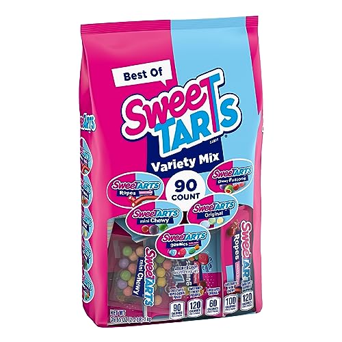 0041420077616 - SWEETARTS CANDY BEST OF VARIETY PACK, HALLOWEEN TRICK-OR-TREATING CANDY, CHERRY ROPES, MINI CHEWY, CHEWY FUSIONS, ORIGINALS & GUMMIES, 90 COUNT