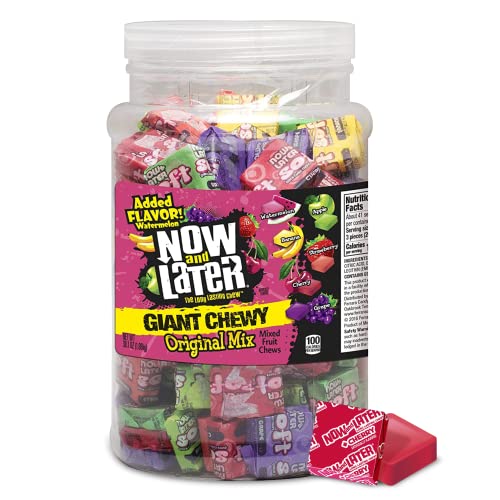 0041420519017 - NOW AND LATER GIANT SOFT CHEWY TAFFY CANDY ASSORTMENT TUB (PACK OF 120)