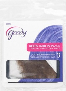 0041457000366 - GOODY HAIR NETS - 3 COUNT - LIGHT BROWN