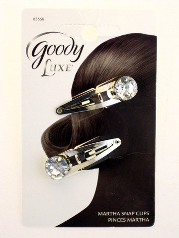 0041457035580 - GOODY LUXE LARGE STONE MARTHA SNAP CLIPS - SILVER