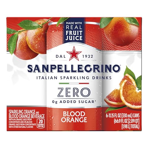 0041508955614 - SANPELLEGRINO ZERO GRAMS ADDED SUGAR ITALIAN SPARKLING DRINKS BLOOD ORANGE, SPARKLING ORANGE AND BLOOD ORANGE BEVERAGE, 6 PACK OF 11.15 FL OZ CANS