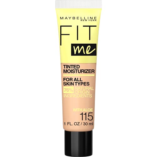 0041554062908 - MAYBELLINE FIT ME TINTED MOISTURIZER, FRESH FEEL, NATURAL COVERAGE, 12H HYDRATION, EVENS SKIN TONE, CONCEALS IMPERFECTIONS, FOR ALL SKIN TONES AND SKIN TYPES, 115, 1 FL. OZ.