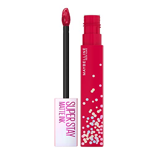0041554070859 - MAYBELLINE SUPER STAY MATTE INK LIQUID LIPSTICK, TRANSFER-PROOF, LONG-LASTING, LIMITED-EDITION BIRTHDAY-CAKE-SCENTED SHADES, LIFE OF THE PARTY, 0.17 FL OZ