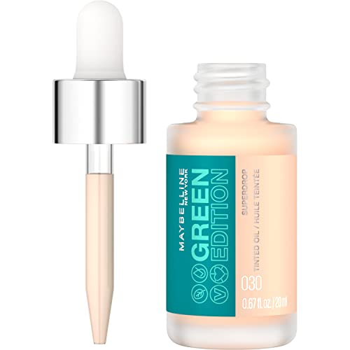0041554072334 - MAYBELLINE GREEN EDITION SUPERDROP TINTED OIL MAKEUP, ADJUSTABLE, NATURAL COVERAGE, IN 8 SHADES, FORMULATED WITH JOJOBA AND MARULA OIL, 30, 0.67 FL OZ
