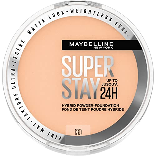 0041554080988 - MAYBELLINE SUPER STAY UP TO 24HR HYBRID POWDER-FOUNDATION, MEDIUM-TO-FULL COVERAGE MAKEUP, MATTE FINISH, 130, 1 COUNT
