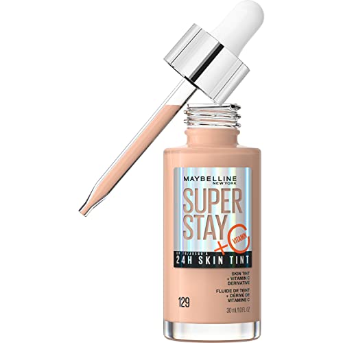 0041554083804 - MAYBELLINE SUPER STAY UP TO 24HR SKIN TINT, RADIANT LIGHT-TO-MEDIUM COVERAGE FOUNDATION, MAKEUP INFUSED WITH VITAMIN C, 129, 1 COUNT