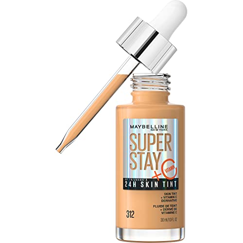 0041554083842 - MAYBELLINE SUPER STAY UP TO 24HR SKIN TINT, RADIANT LIGHT-TO-MEDIUM COVERAGE FOUNDATION, MAKEUP INFUSED WITH VITAMIN C, 312, 1 COUNT