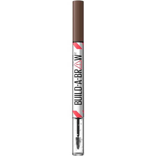 0041554087673 - MAYBELLINE BUILD-A-BROW 2-IN-1 BROW PEN AND SEALING BROW GEL, EYEBROW MAKEUP FOR REAL-LOOKING, FULLER EYEBROWS, MEDIUM BROWN, 1 COUNT