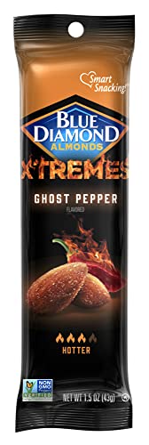 0041570144695 - BLUE DIAMOND ALMONDS XTREMES GHOST PEPPER FLAVORED SPICY SNACK NUTS, 1.5 OZ TUBE (PACK OF 12)