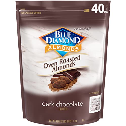 0041570146132 - BLUE DIAMOND, DARK CHOCOLATE ALMOND SNACK NUTS, 40OZ BAG