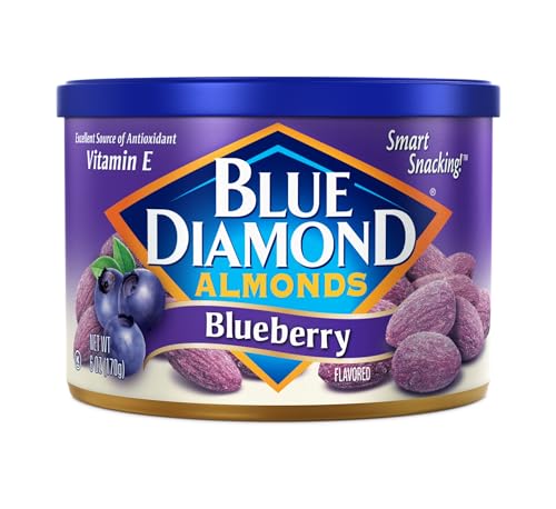 0041570146798 - BLUE DIAMOND ALMONDS, CLASSIC BLUEBERRY FLAVORED SWEET SNACK NUTS PERFECT SIZE FOR ON-THE-GO, LUNCH, ADULTS AND KIDS, 6OZ CAN