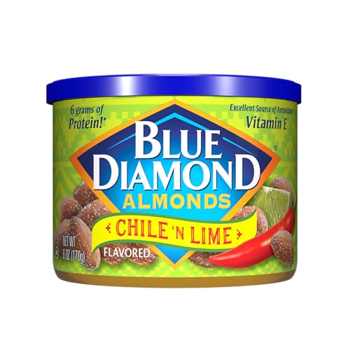 0041570147542 - BLUE DIAMOND ALMONDS, SNACK NUT FLAVORED CHILE N LIME PERFECT FOR ON-THE GO, AND SNACKING, 6 OUNCE CAN
