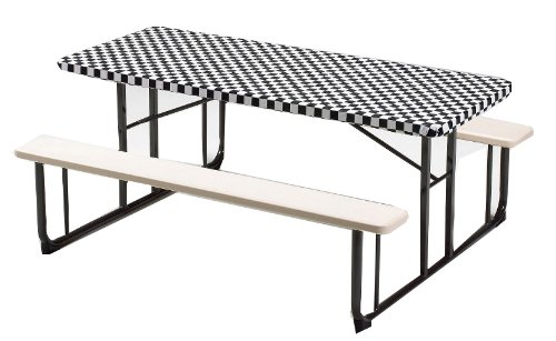 0041624373972 - CREATIVE CONVERTING PLASTIC STAY PUT BANQUET TABLE COVER, 30 BY 96-INCH, BLACK CHECK