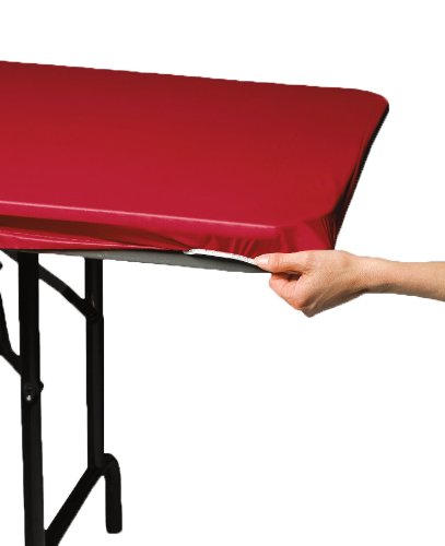 0041624374276 - CREATIVE CONVERTING PLASTIC STAY PUT BANQUET TABLE COVER, 29 BY 72-INCH, REGAL RED