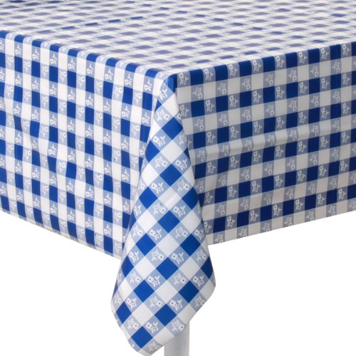 0041624392898 - CREATIVE CONVERTING PLASTIC BANQUET TABLE COVER, BLUE GINGHAM