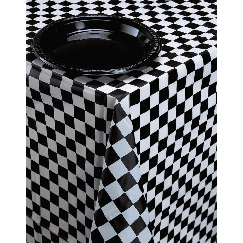 0041624392973 - CREATIVE CONVERTING PLASTIC BANQUET TABLE COVER, BLACK CHECK