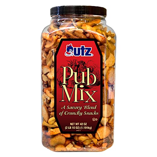 0041780351043 - UTZ PUB MIX, 42 OZ. BARREL, SAVORY SNACK MIX WITH A BLEND OF CRUNCHY FLAVORS FOR A TASTY PARTY SNACK, RESEALABLE CONTAINER, TRANS-FAT FREE AND KOSHER CERTIFIED