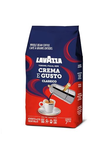 0041953002000 - LAVAZZA CREMA E GUSTO WHOLE BEAN COFFEE 1 KG BAG, AUTHENTIC ITALIAN, BLENDED AND ROASTED IN ITALY, FULL-BODIED, CREAMY DARK ROAST WITH SPICES NOTES
