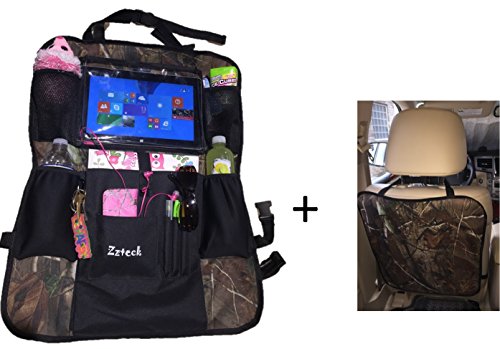 0041966192606 - ZZTECK LUXURY CAMO CAR BACK SEAT ORGANIZER WITH IPAD/TABLET HOLDER TOUCH SCREEN - KIDS TOY STORAGE BAGS, AUTO SEAT PROTECTOR, - FOR BABY STROLLER &TRAVEL ACCESSORIES - COMES WITH BONUS KICK MAT