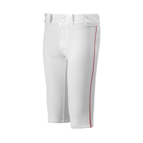 0041969114308 - MIZUNO YOUTH PREMIER SHORT PIPED PANTS, WHITE/RED, 3X-LARGE