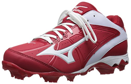 0041969538128 - MIZUNO WOMEN'S 9 SPIKE ADV FINCH ELITE 2 FAST PITCH MOLDED SOFTBALL CLEAT, RED/WHITE, 9.5 M US