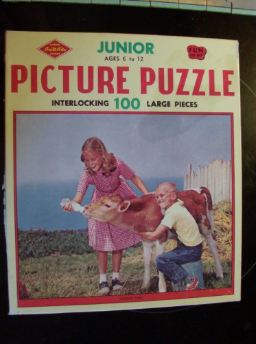 0042187412030 - 100 PIECE PUZZLE VINTAGE 1960'S KIDS FEEDING A CALF A BOTTLE