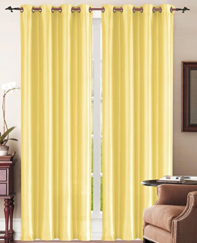 0421961016433 - SIMPLE ELEGANCE NEW YORK FAUX SILK WINDOW CURTAIN WITH 8 METAL GROMMETS, YELLOW