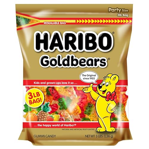 0042238307414 - HARIBO GOLDBEARS GUMMI CANDY - 3LB REASEALABLE BAG
