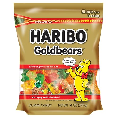 0042238307605 - HARIBO GOLDBEARS GUMMI CANDY - 14 OZ REASEALABLE STAND UP BAG
