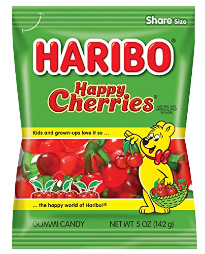 0422383097604 - HARIBO GUMMI CANDY, TWIN CHERRIES, 5-OUNCE BAGS (PACK OF 12)