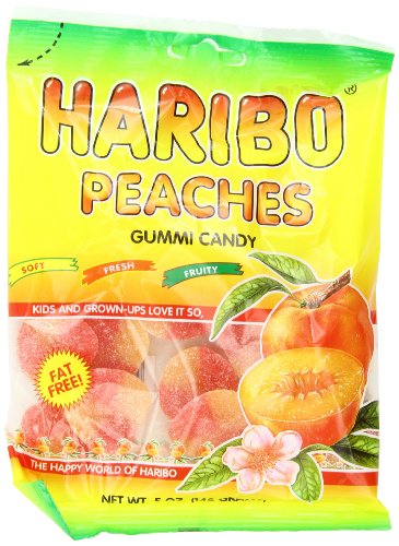 0042238380851 - HARIBO GUMMI CANDY, PEACHES, 5-OUNCE BAGS (PACK OF 12)