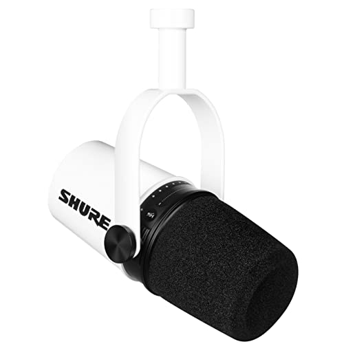 0042406773195 - SHURE MV7 WHITE NOIR (LIMITED EDITION) USB MICROPHONE FOR GAMING, PODCASTING, RECORDING, & STREAMING, BUILT-IN HEADPHONE OUTPUT, ALL METAL USB/XLR DYNAMIC MIC, VOICE-ISOLATING TECHNOLOGY - WHITE