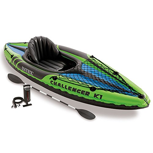 4250782782120 - INTEX CHALLENGER K1 KAYAK, 1-PERSON INFLATABLE KAYAK SET WITH ALUMINUM OARS AND