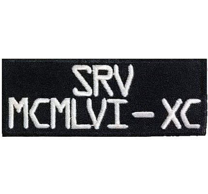 4251096428780 - SRV MCMLVI XC STEVIE RAY VAUGHN BIRTH AND DEATH DATES IRON ON PATCH BADGE