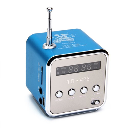 4260273552705 - TD-V26 PORTABLE MINI DIGITAL SPEAKER WITH MICRO SD / TF / USB /FM (BLUE)