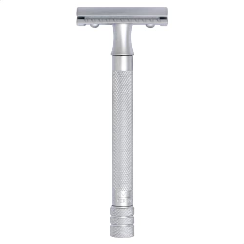 4260734880019 - MERKUR SAFETY RAZOR 22C MATTE CHROME SATIN FINISH THREE-PIECE RAZOR WITH STRAIGHT CUT CLOSED COMB IDEAL FOR WET SHAVING DIE-CAST ZINC BRASS HANDLE MADE IN GERMANY