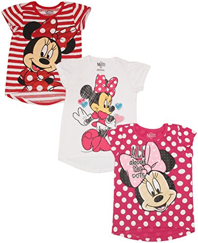 0042768457924 - DISNEY GIRLS' 3 PACK MINNIE MOUSE TEES 5 WHITE, RED, PINK
