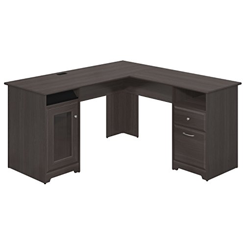 0042976091361 - BUSH FURNITURE CABOT COLLECTION 60W L-DESK IN HEATHER GRAY