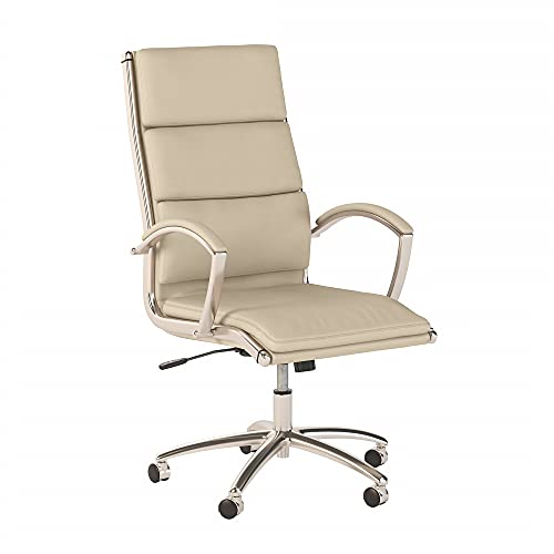 0042976142377 - BUSH BUSINESS FURNITURE MODELO HIGH BACK LEATHER EXECUTIVE OFFICE CHAIR, ANTIQUE WHITE