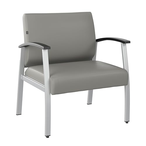 0042976204914 - BUSH BUSINESS FURNITURE ARRIVE BARIATRIC WAITING ROOM GUEST CHAIR WITH ARMS, RECEPTION AREA SEATING FOR OFFICE AND LOBBY, LIGHT GRAY VINYL